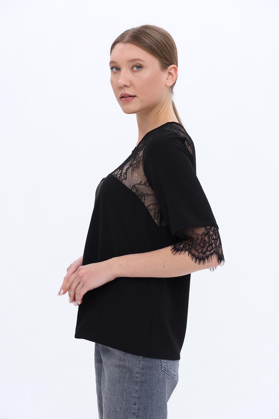 Блуза Twin Set с кружевом черная