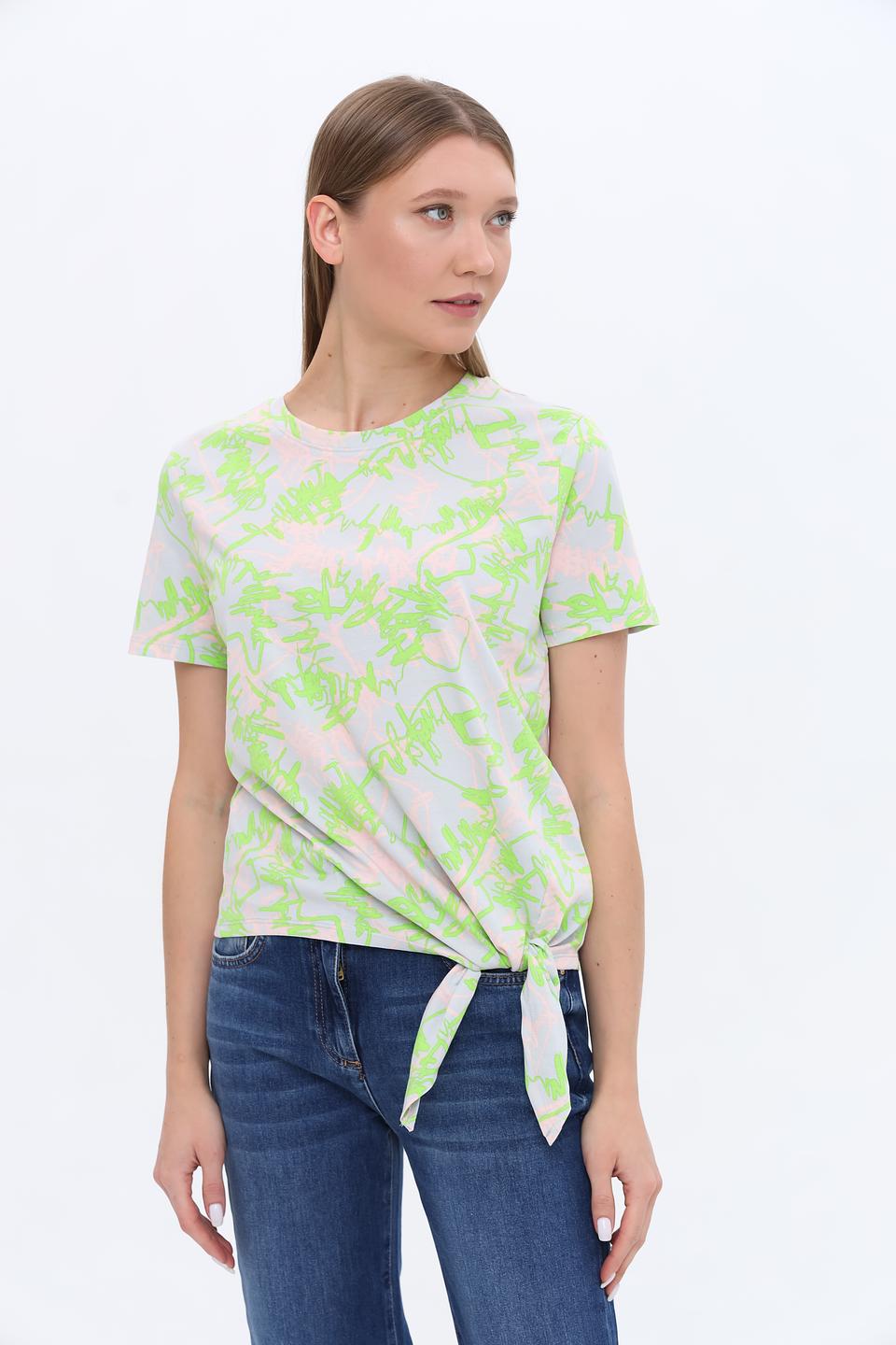 Блуза Tom Tailor denim с завязкой лайм