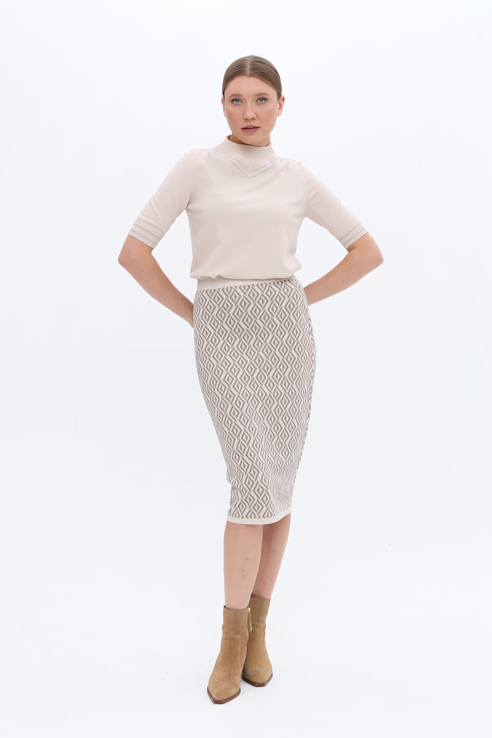 Юбка D. Exterior вязаная с узором бежевая