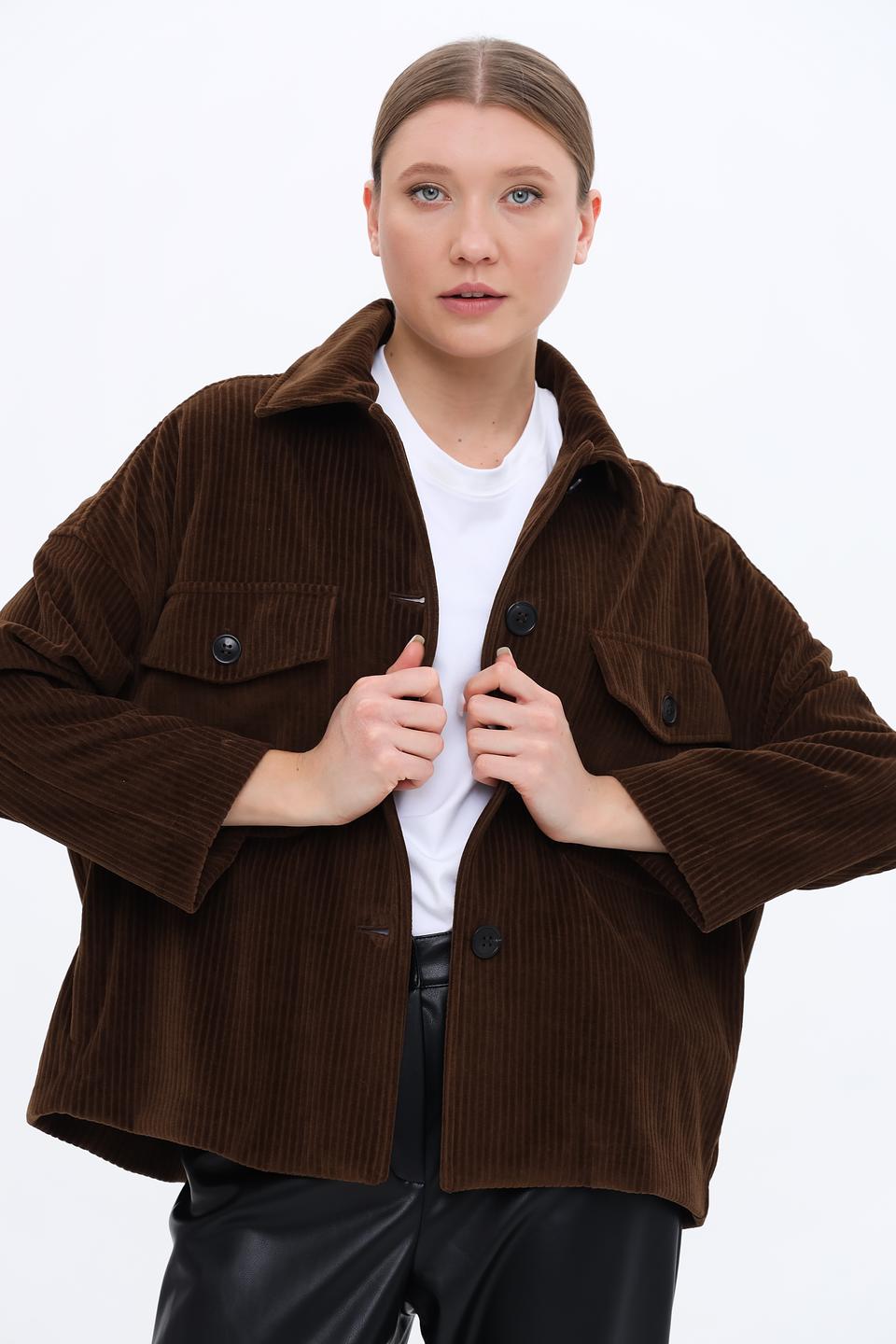 Жакет Circolo 1901 в рубчик коричневый