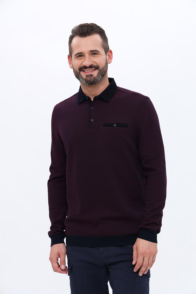 Поло Bugatti с карманом бордовый