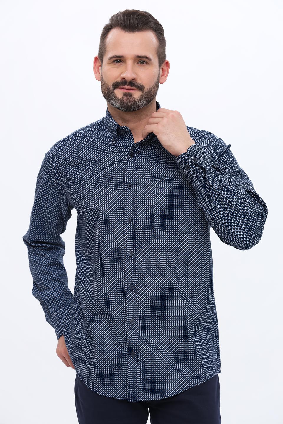 Рубашка Casa Moda в мелкий принт синий