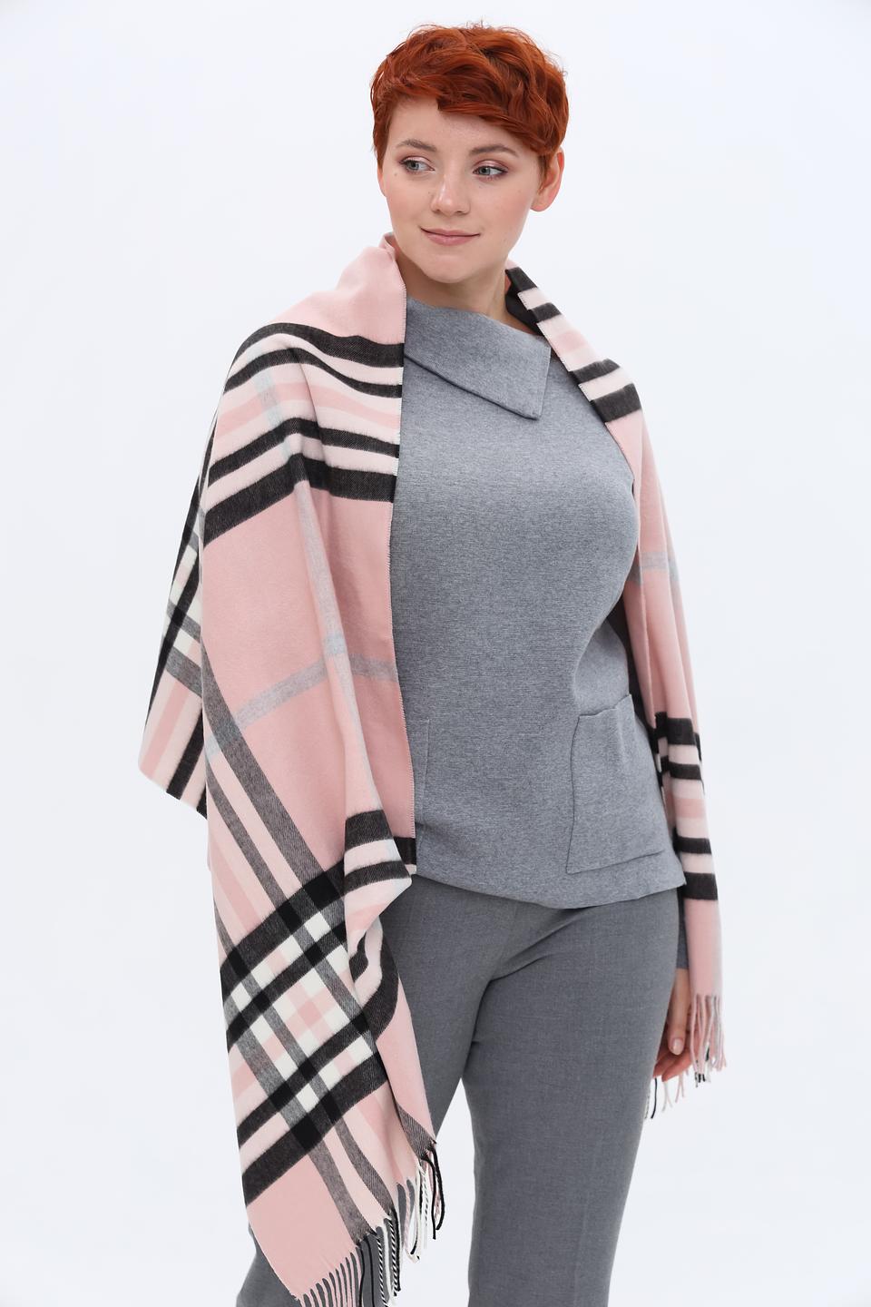 Шарф Fraas в клетку розовый