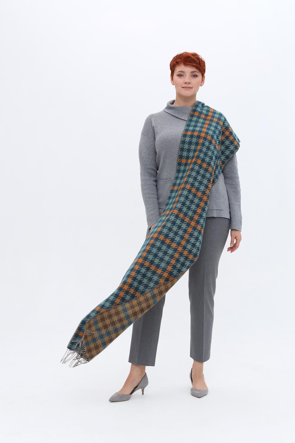 Шарф Fraas в клетку горчичный