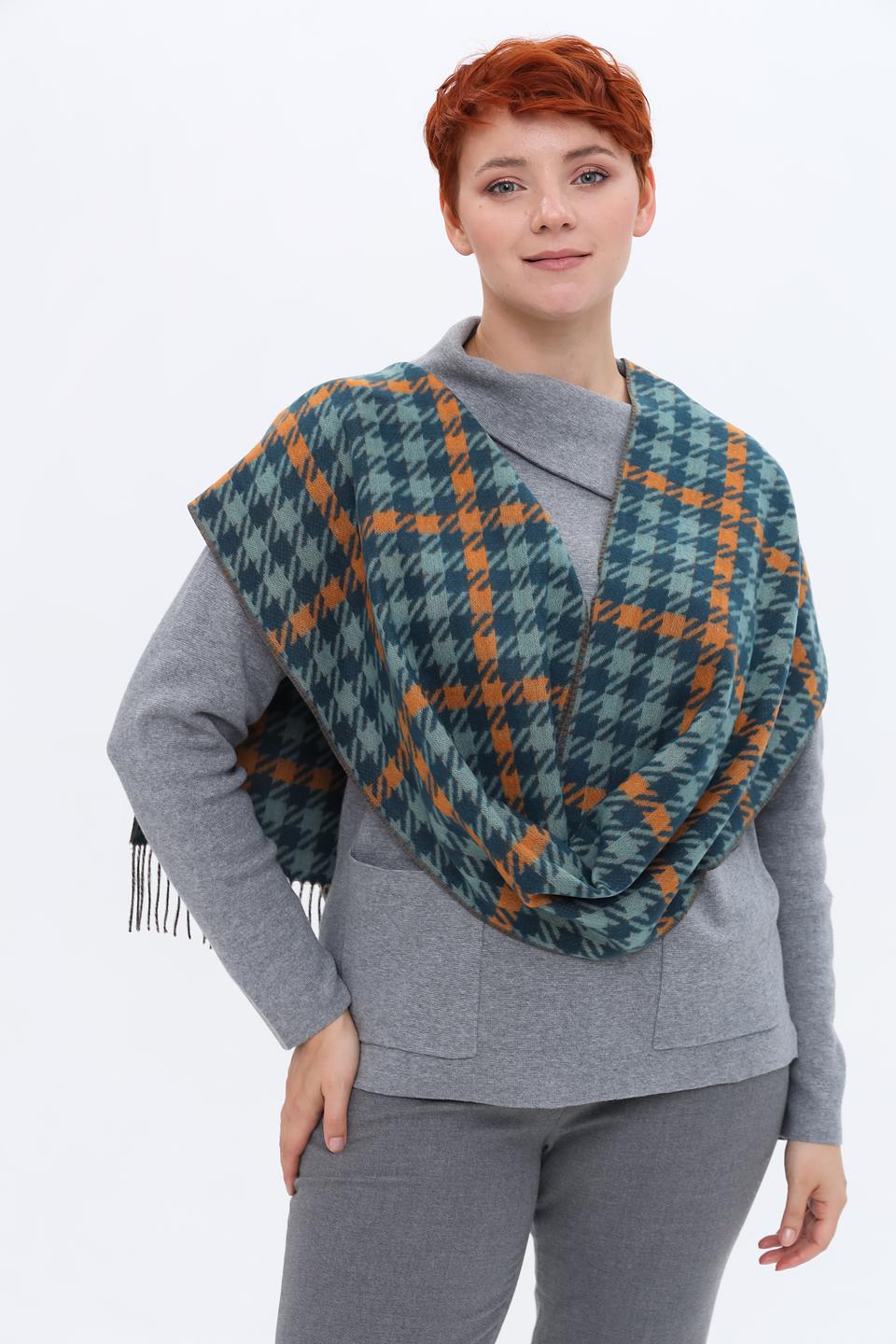 Шарф Fraas в клетку горчичный