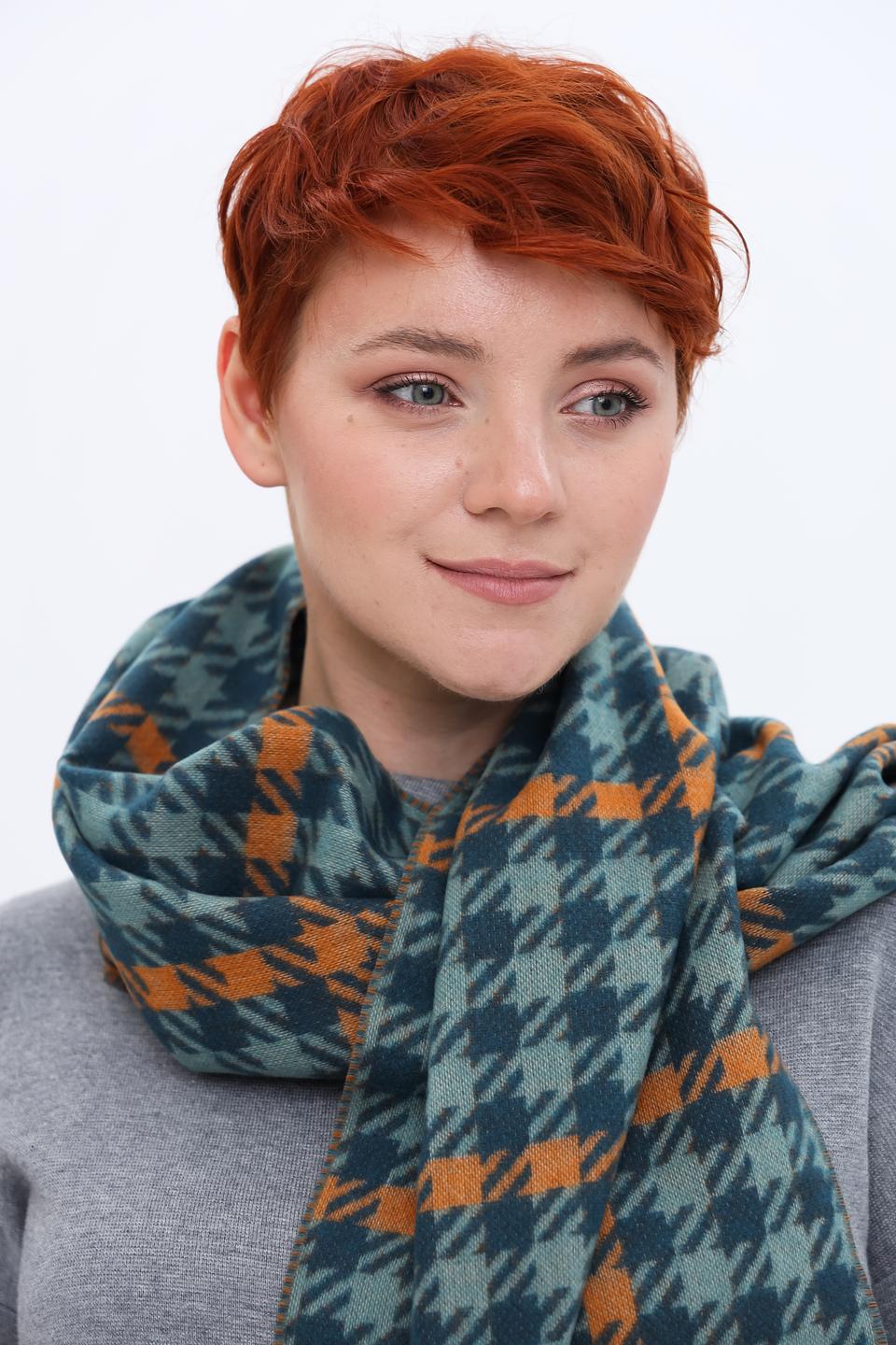 Шарф Fraas в клетку горчичный