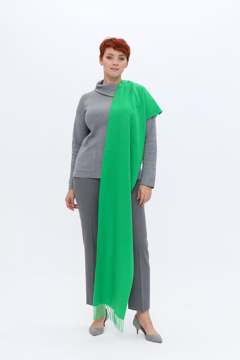 Шарф Fraas зелёный с бахромой