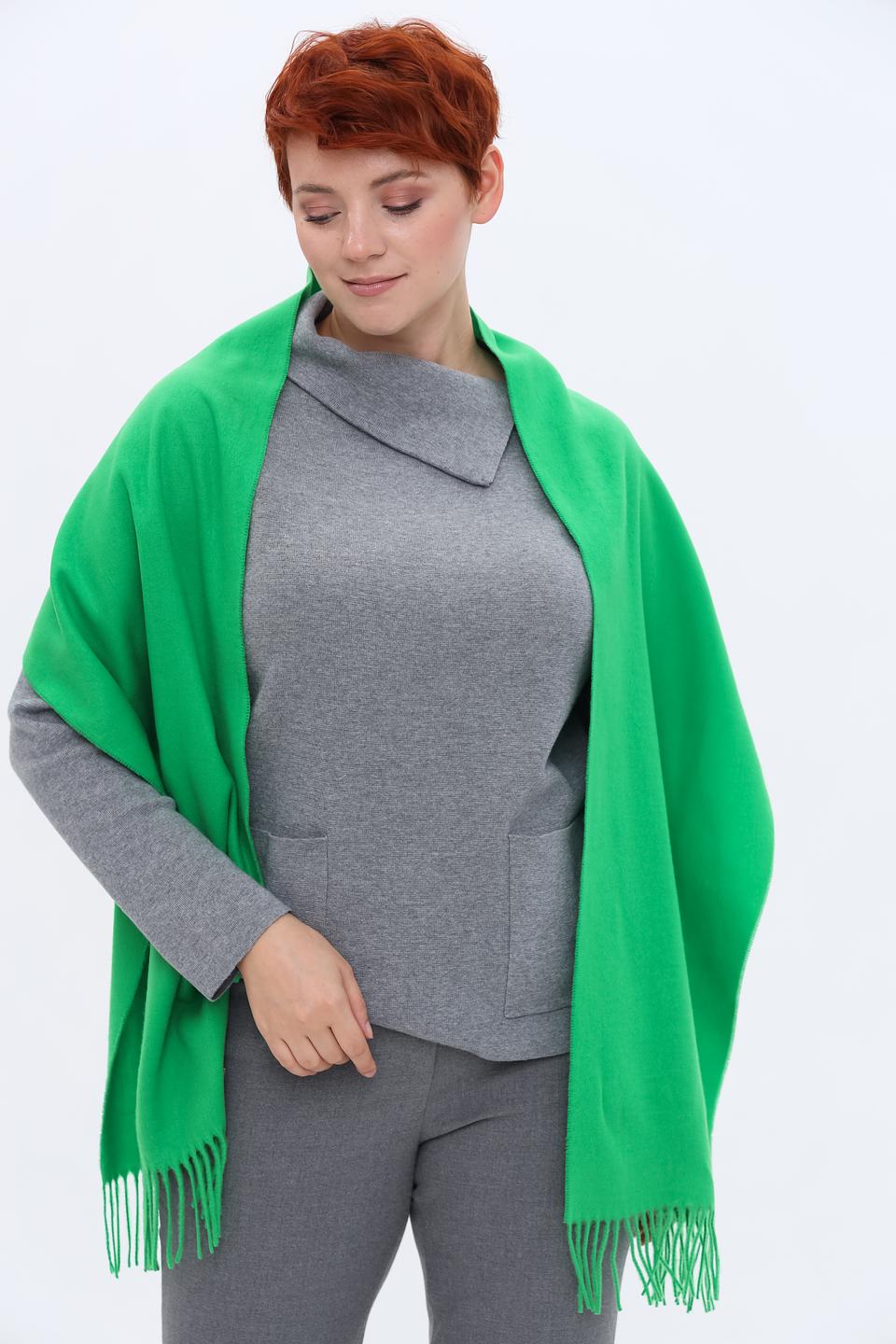 Шарф Fraas зелёный с бахромой