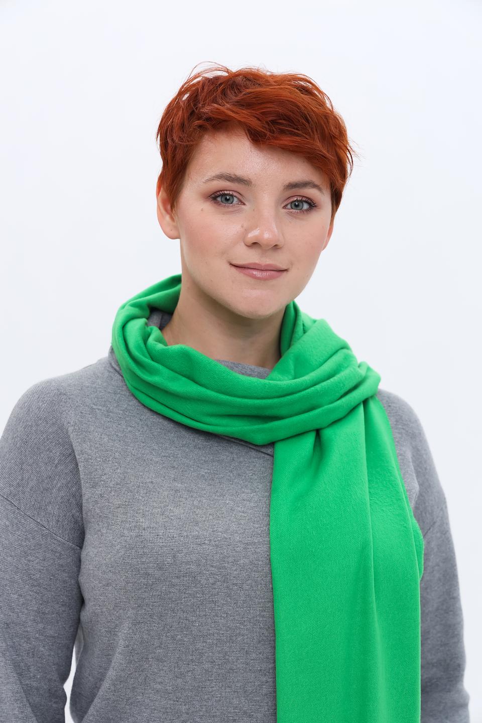 Шарф Fraas зелёный с бахромой