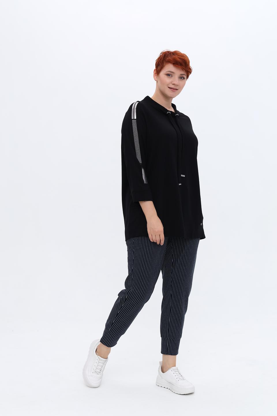 Пуловер Frapp с полосками чёрный