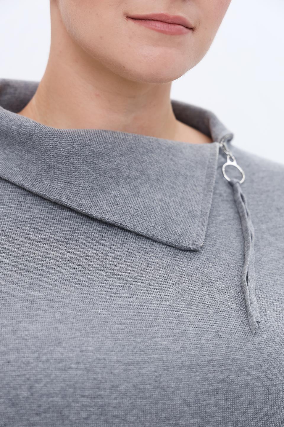 Пуловер Lebek с воротником-стойкой серый