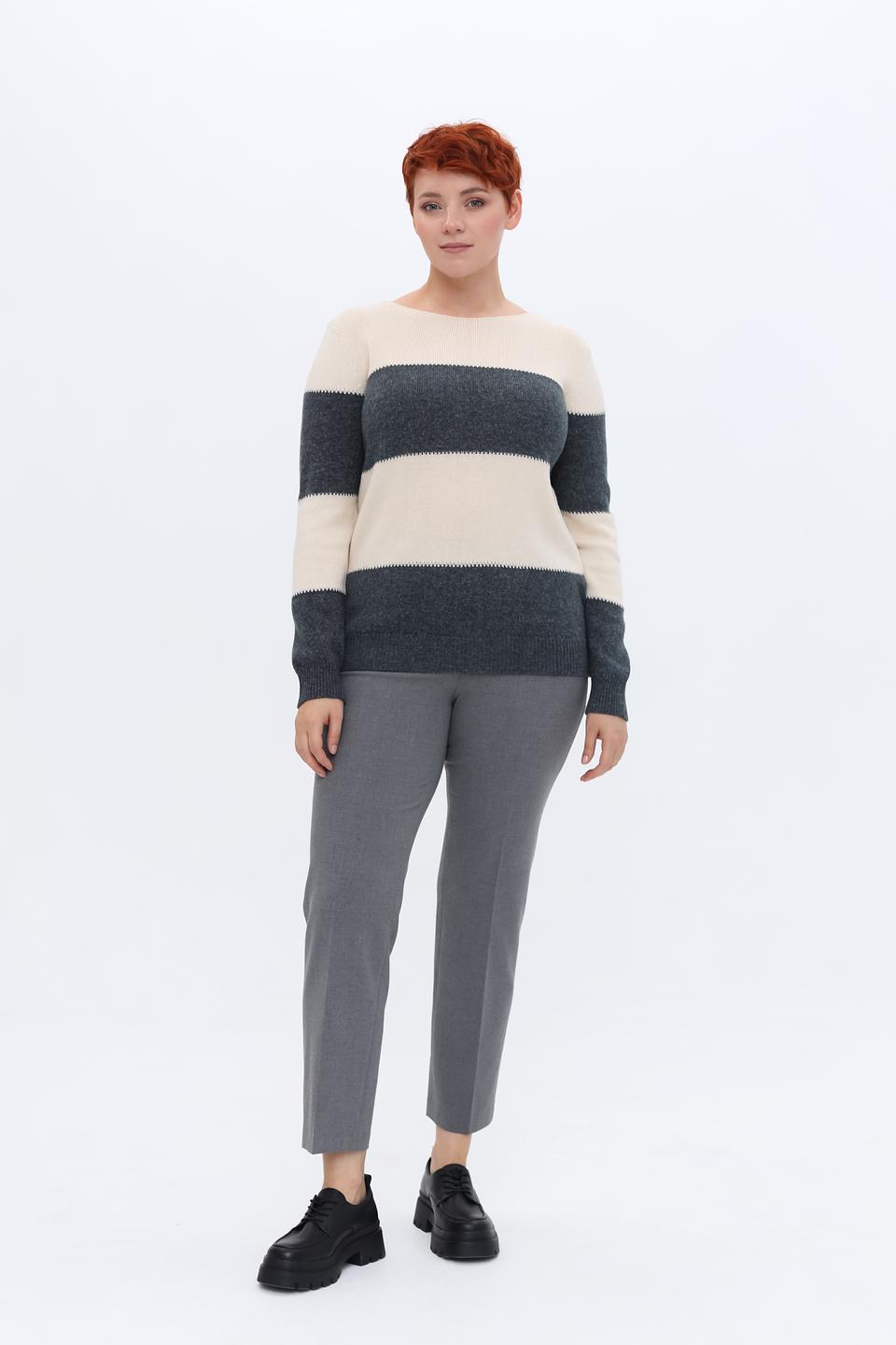 Пуловер Lebek в полоску бежевый