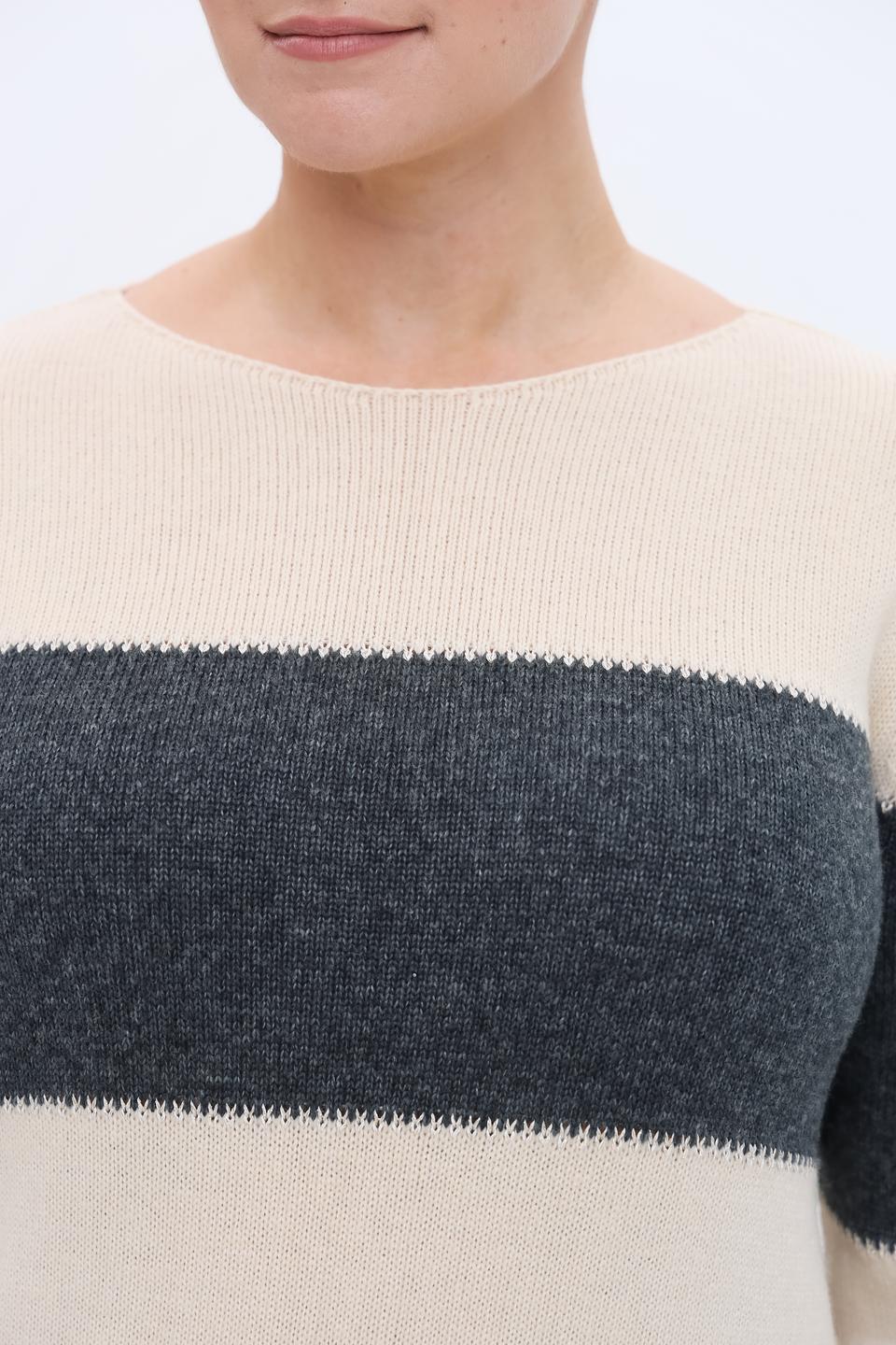 Пуловер Lebek в полоску бежевый