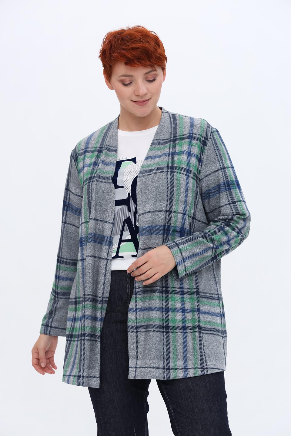 Кардиган Via Appia в клетку серый