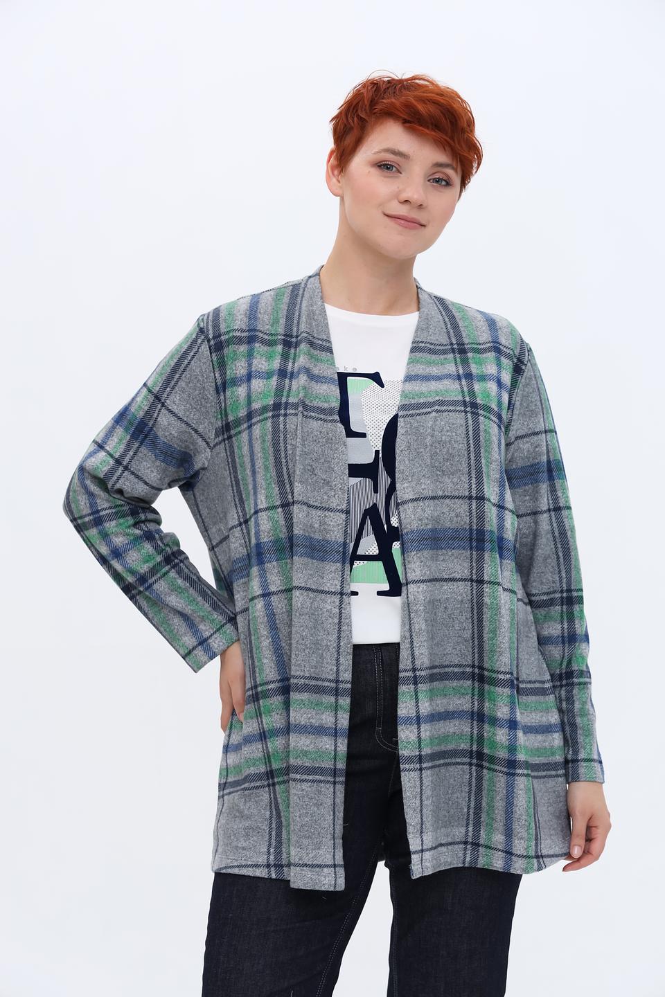 Кардиган Via Appia в клетку серый