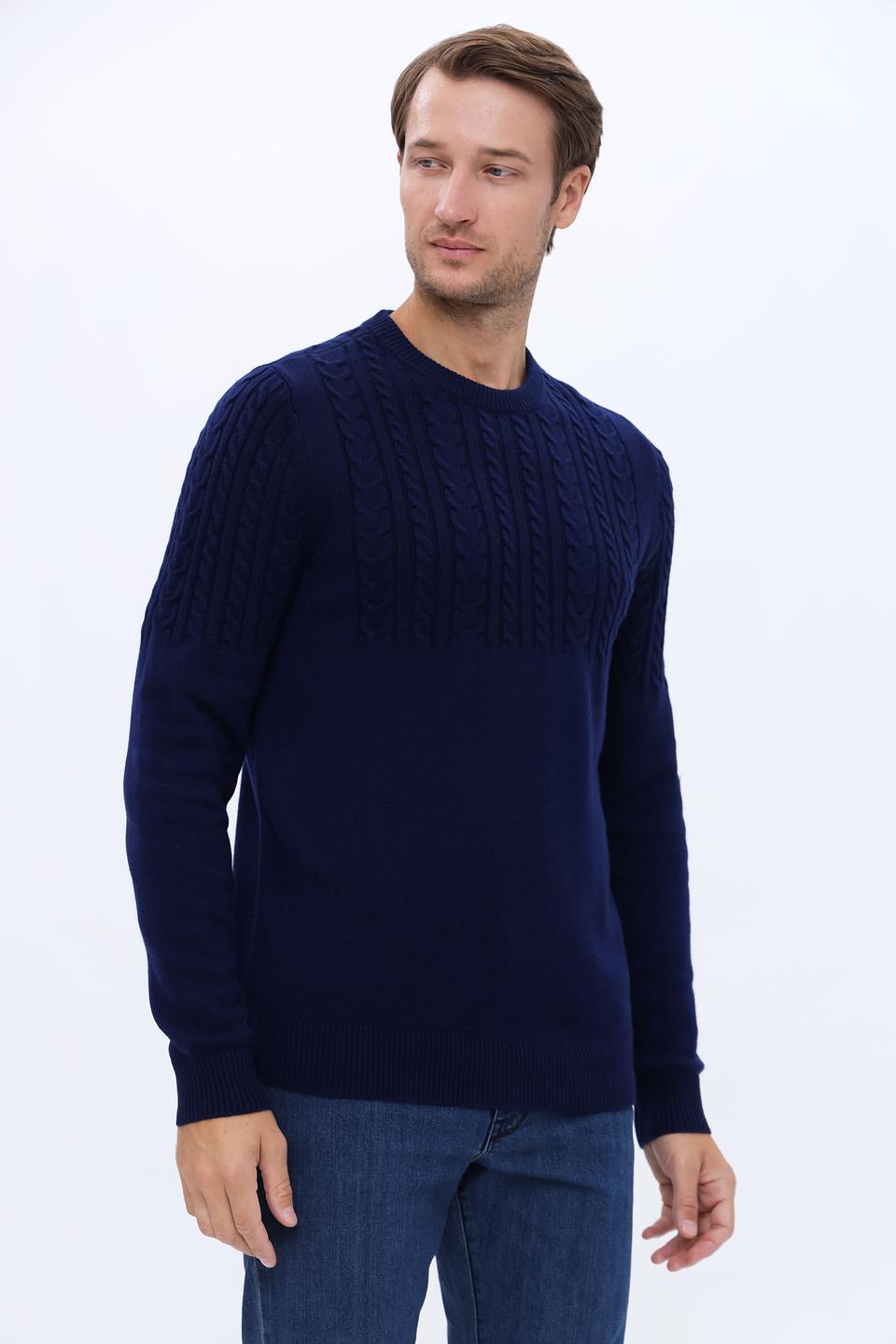 Джемпер Pezzo мужской тёмно-синий с косами