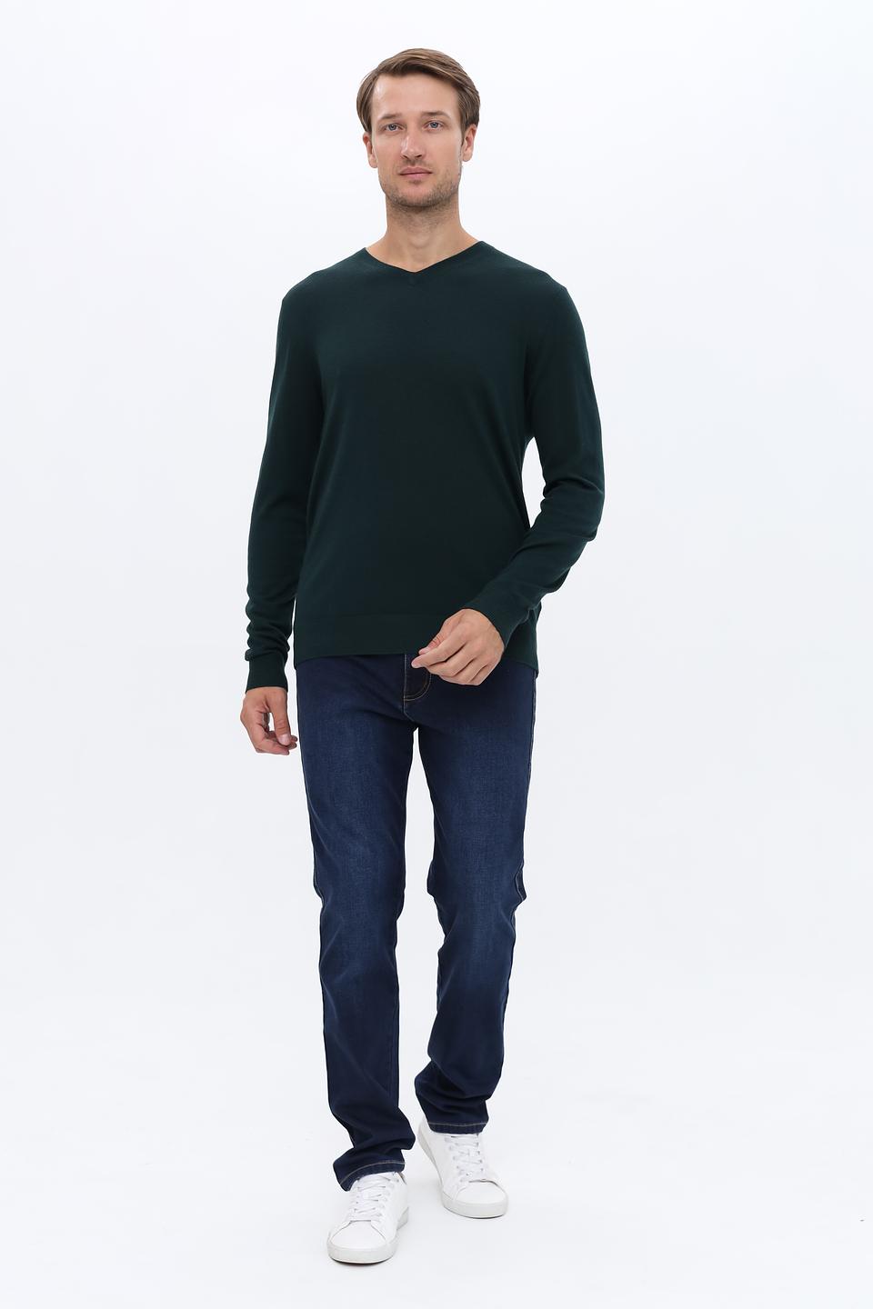 Джемпер Seidensticker V-образный тёмно-зелёный