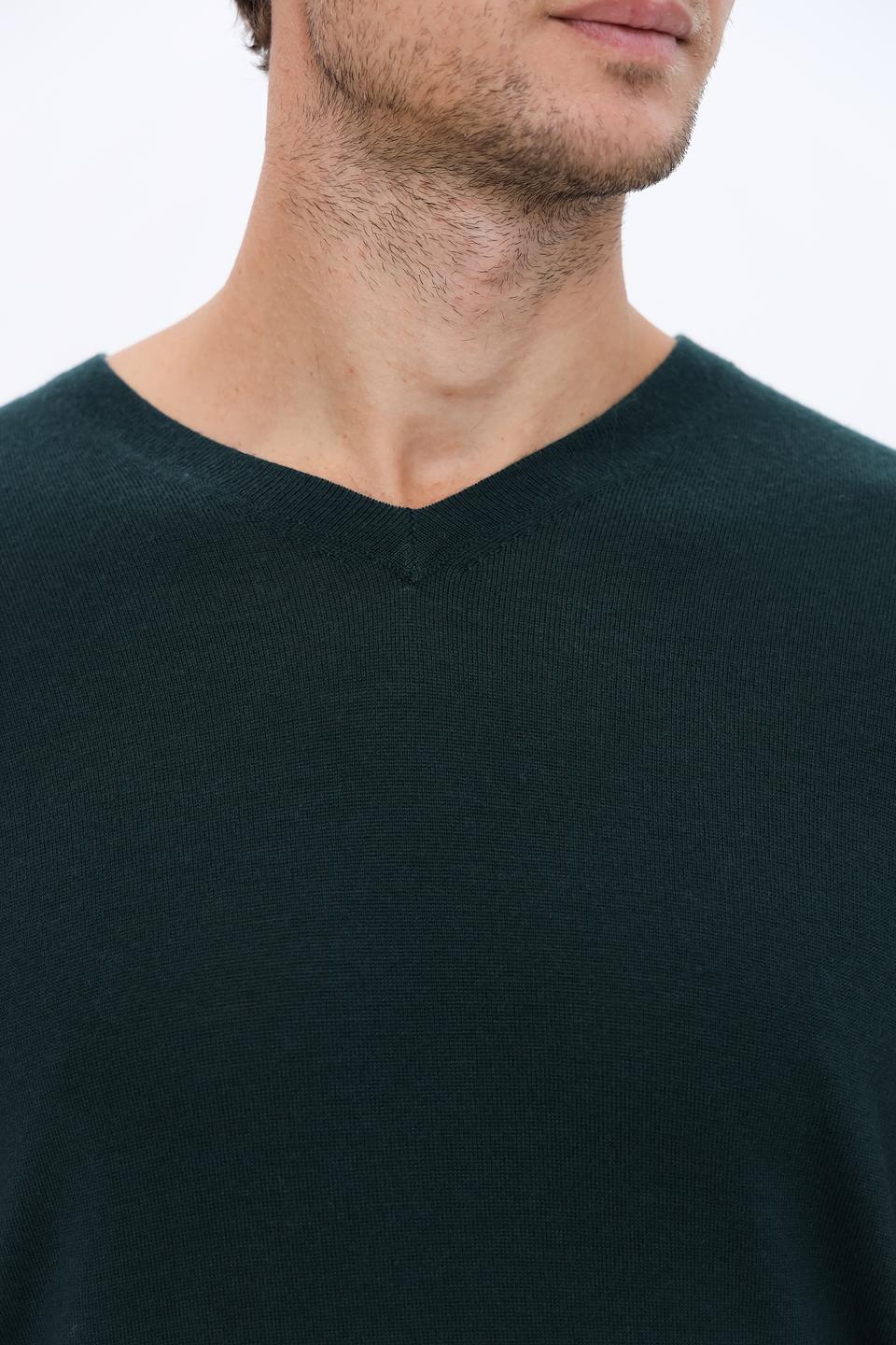 Джемпер Seidensticker V-образный тёмно-зелёный
