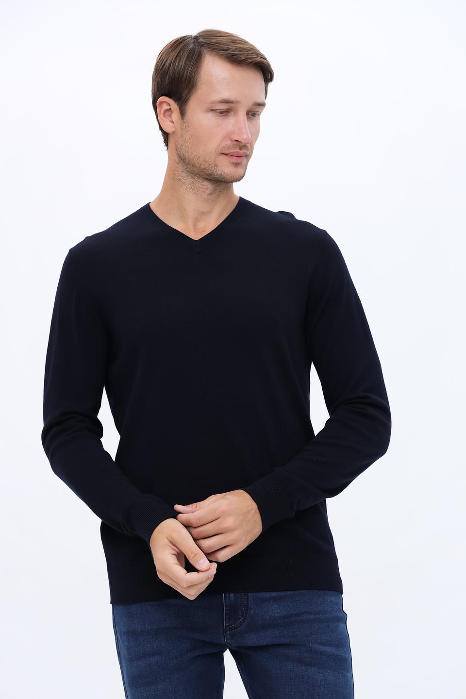 Джемпер Seidensticker V-образный тёмно-синий