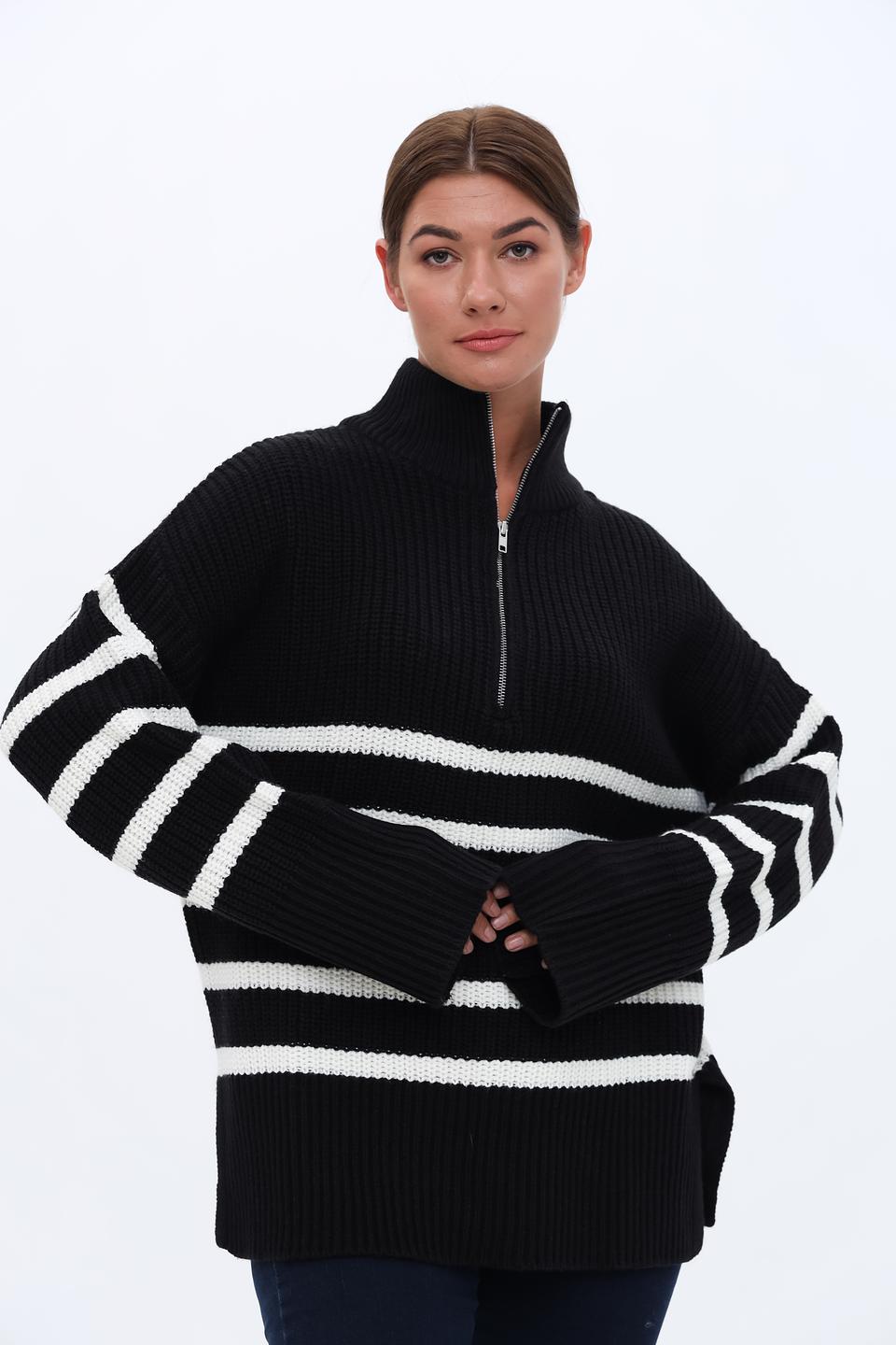 Пуловер Broadway в полоску чёрный