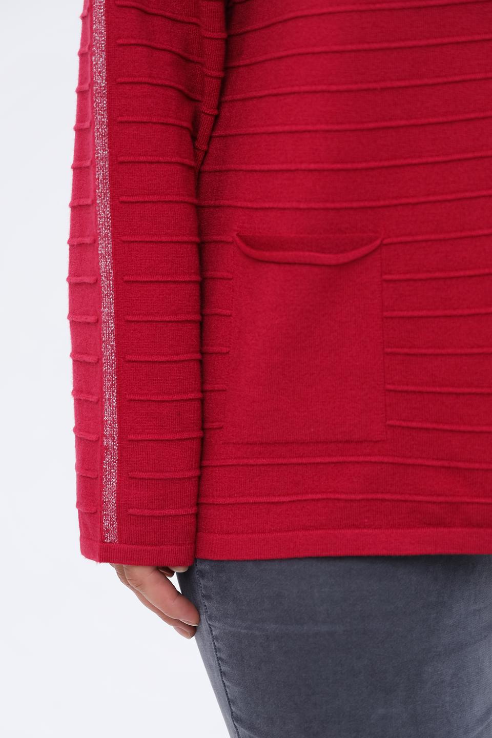 Пуловер Lebek с капюшоном малиновый