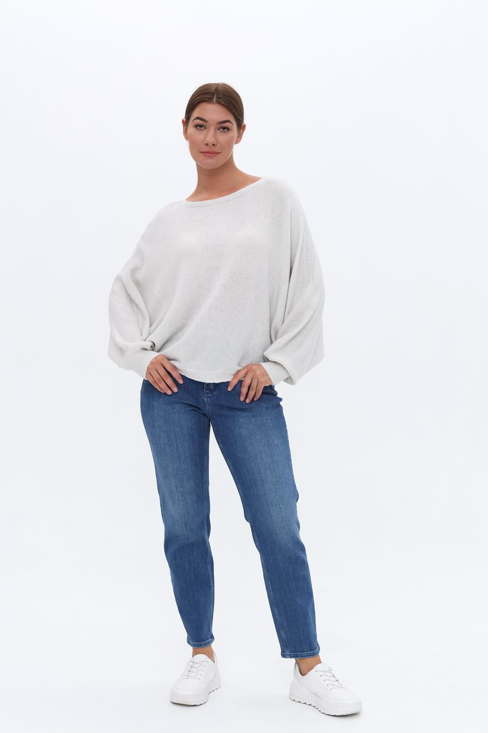 Пуловер Monari светло-серый с рукавом-фонарик