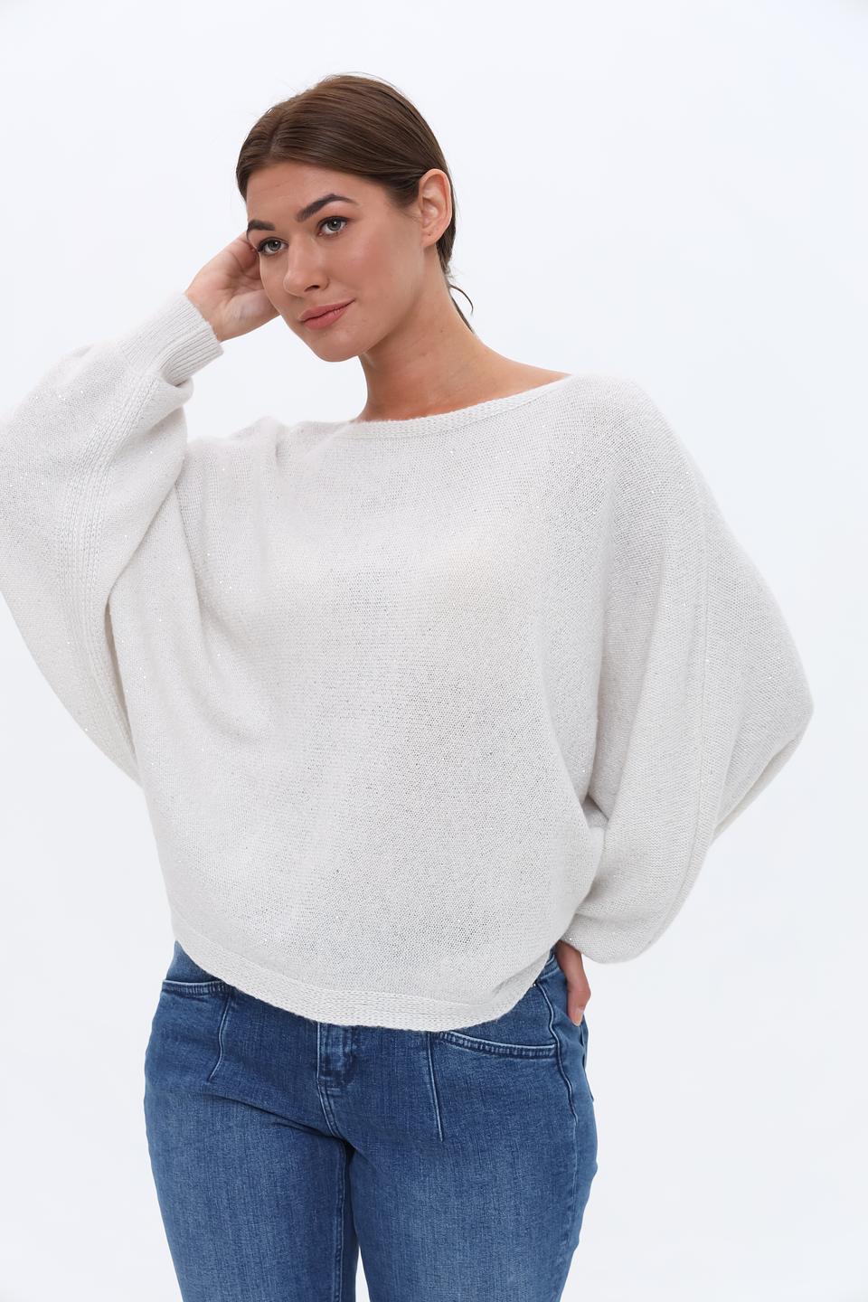 Пуловер Monari светло-серый с рукавом-фонарик