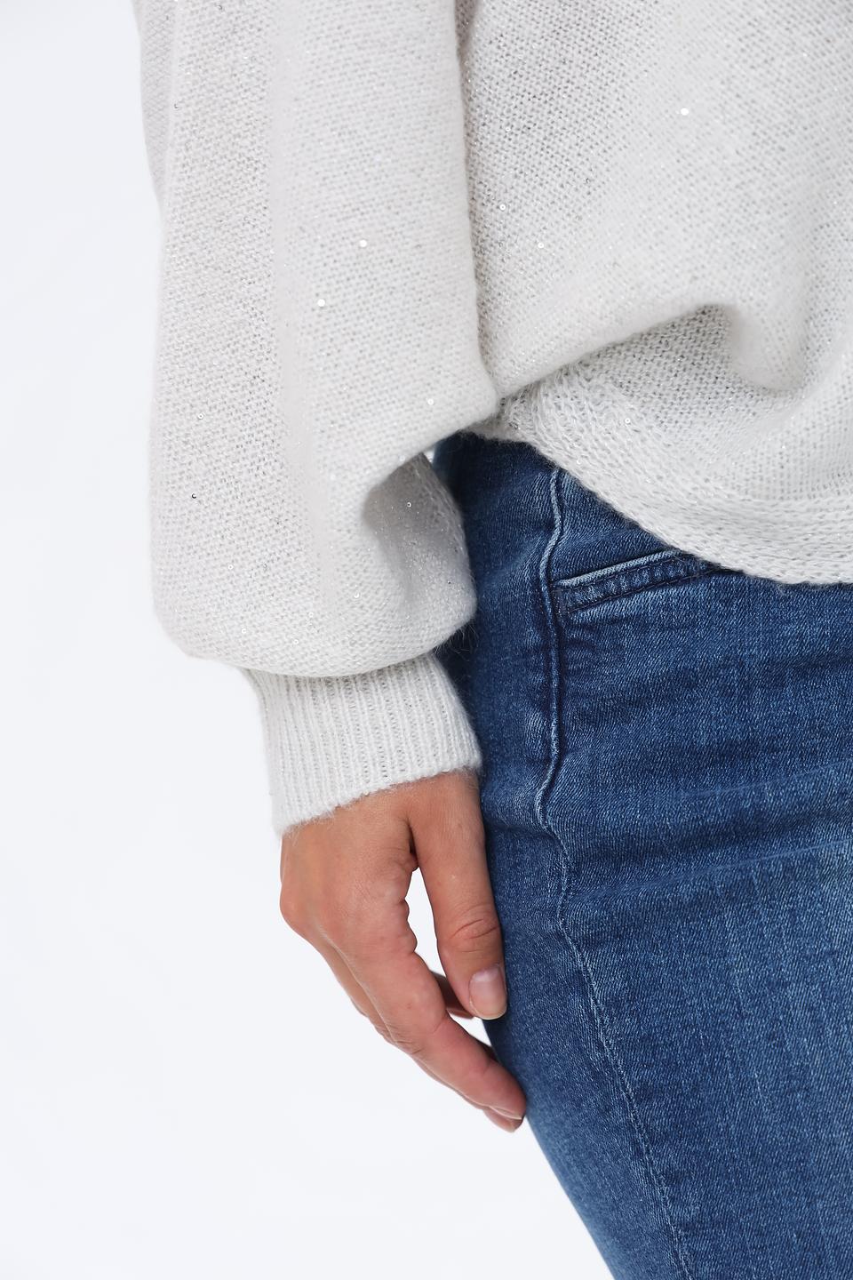 Пуловер Monari светло-серый с рукавом-фонарик