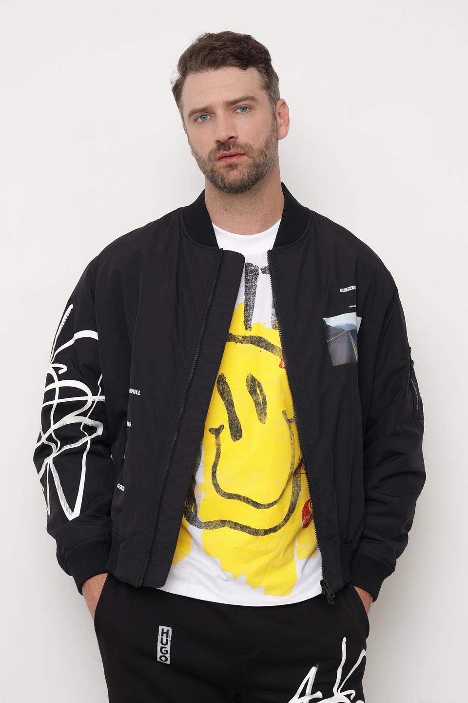 Куртка-бомбер Hugo с принтом чёрный