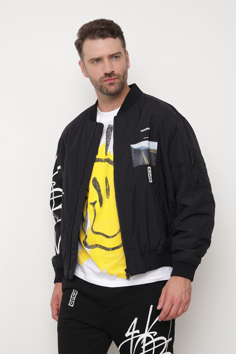 Куртка-бомбер Hugo с принтом чёрный