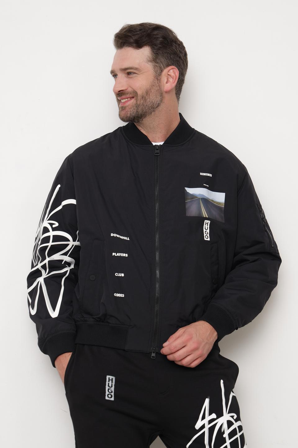 Куртка-бомбер Hugo с принтом чёрный