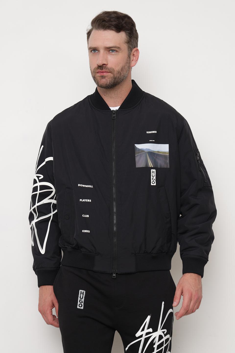 Куртка-бомбер Hugo с принтом чёрный