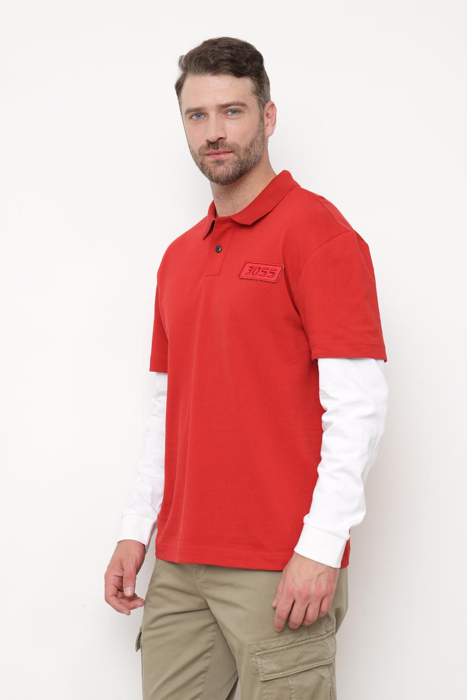 Поло Boss Orange красный с принтом