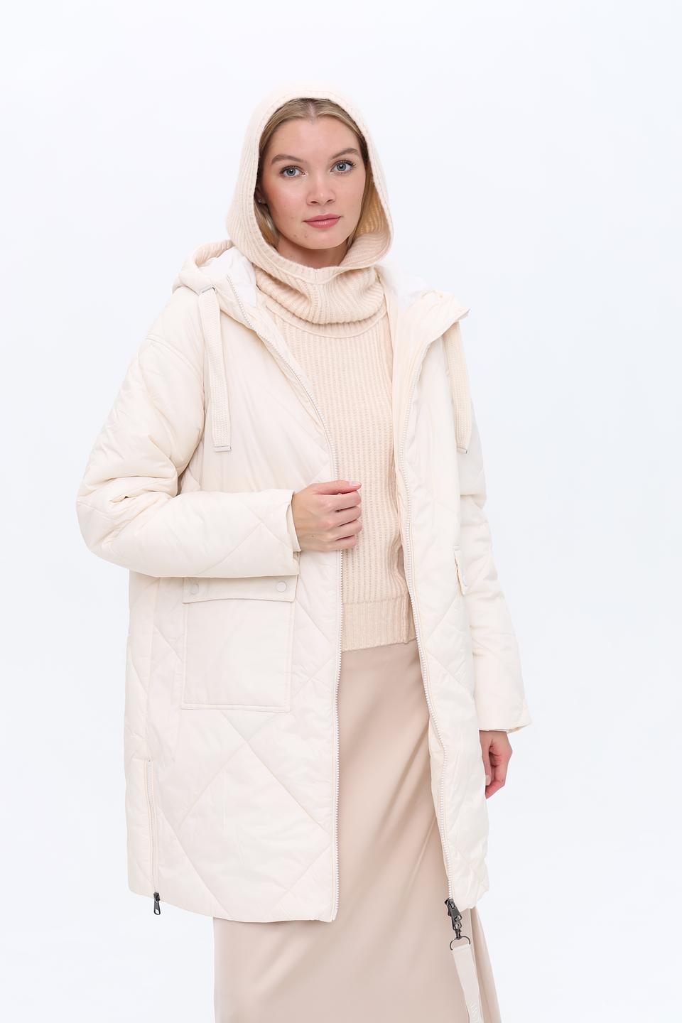 Пальто Lecomte стеганое бежевое