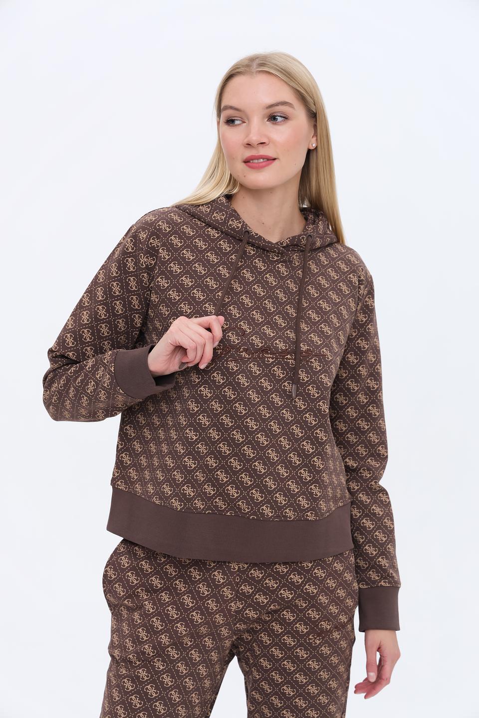 Джемпер Guess с логотипом коричневый