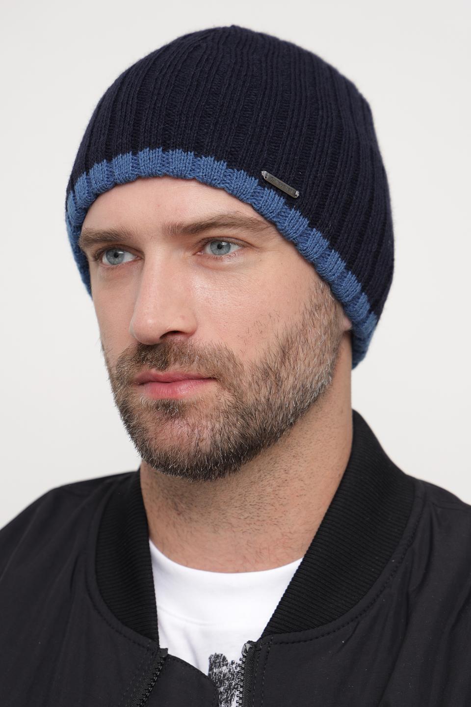 Шапка Wegener мужская тёмно-синяя с полосой
