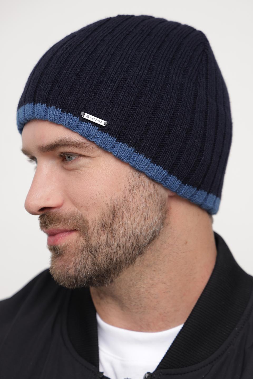 Шапка Wegener мужская тёмно-синяя с полосой