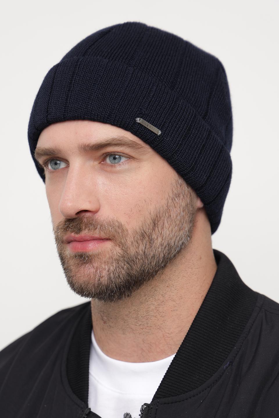 Шапка Bugatti ACC мужская тёмно-синяя