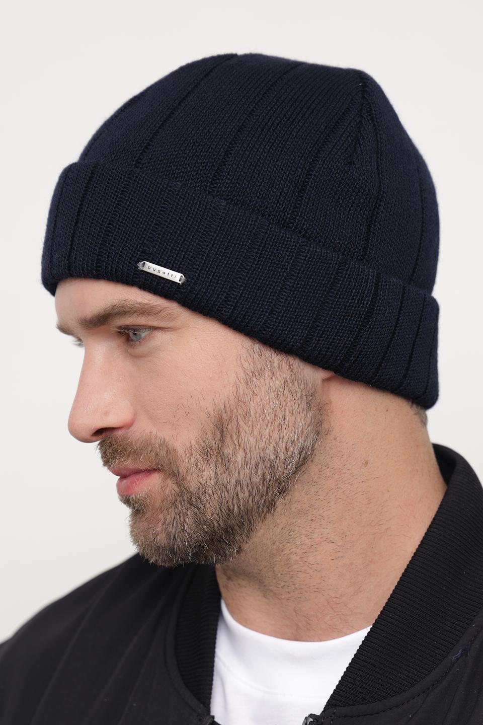 Шапка Bugatti ACC мужская тёмно-синяя
