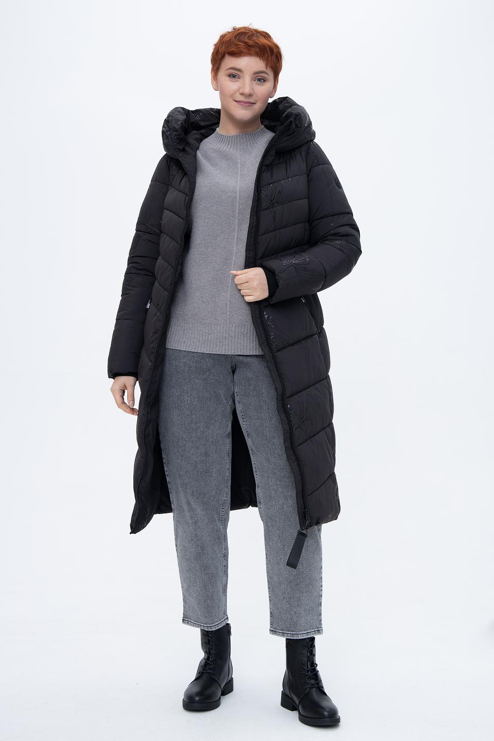 Пальто District стеганое чёрное