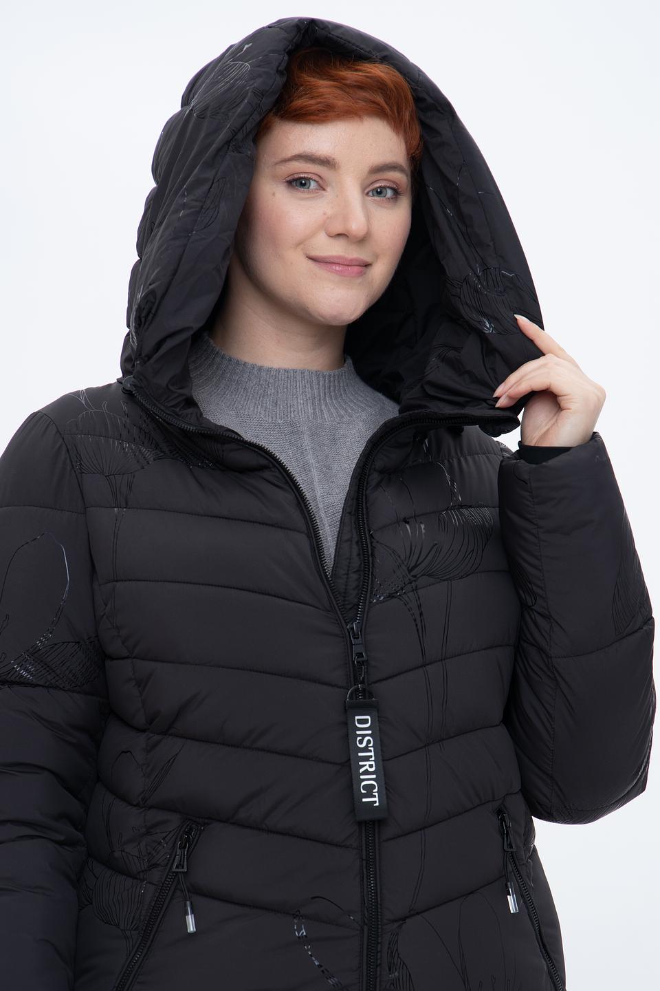 Пальто District стеганое чёрное