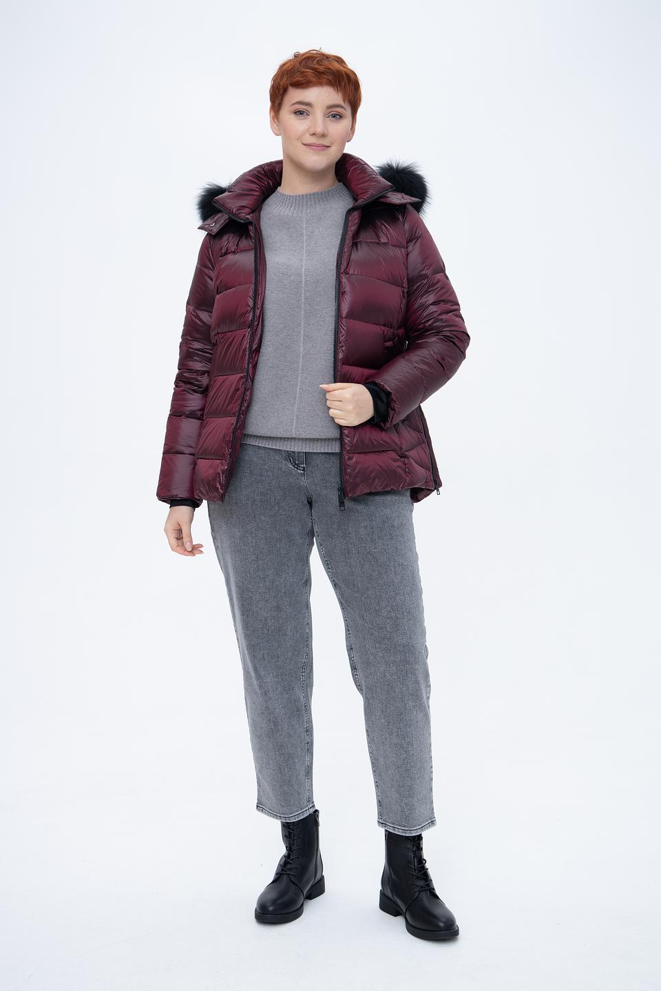 Куртка Lebek с мехом бордовый