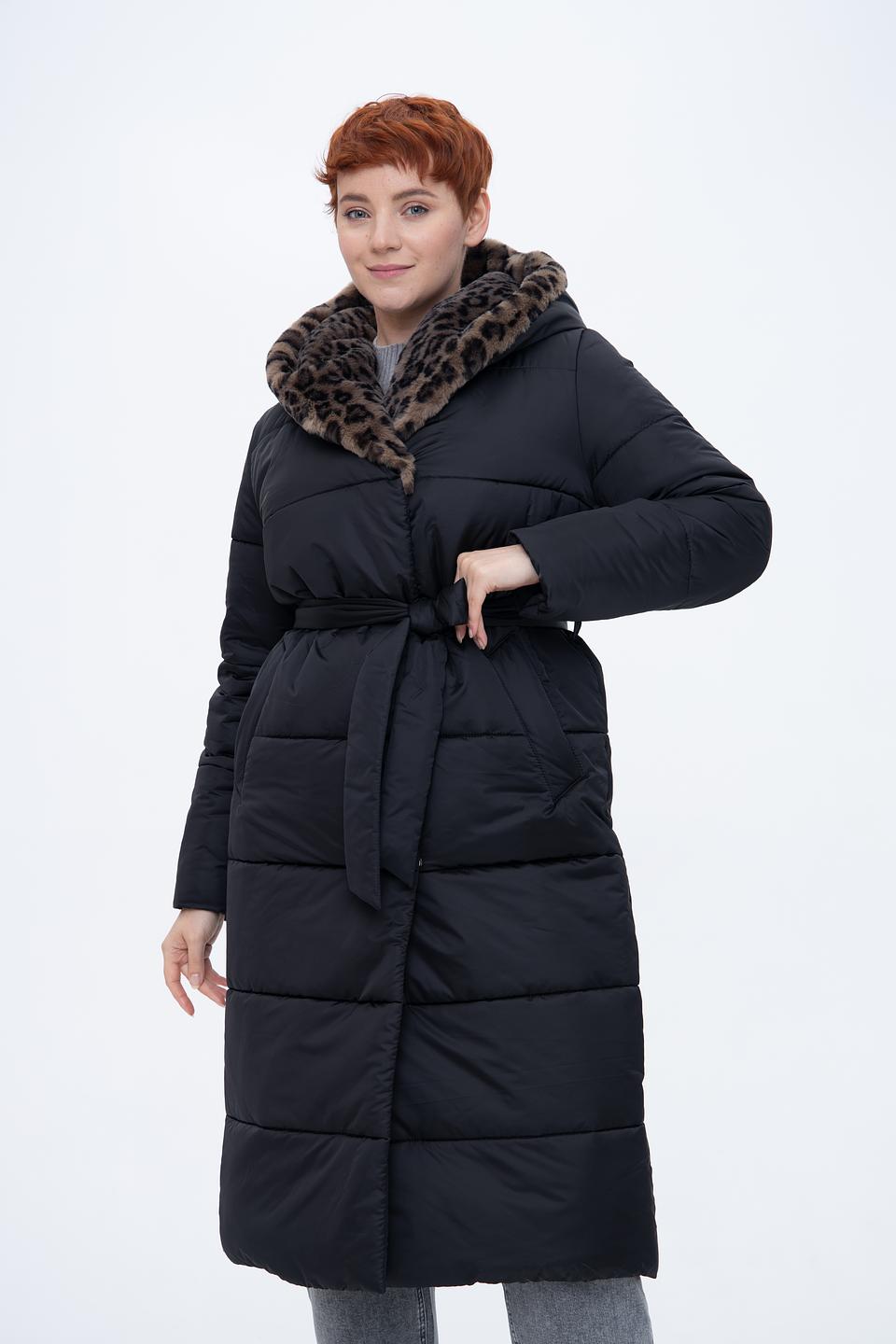 Пальто Electra style чёрное с мехом