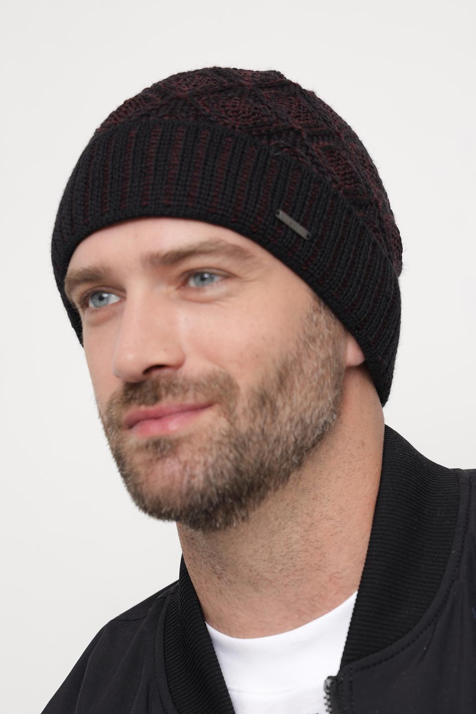 Шапка Bugatti ACC вязаная бордовая
