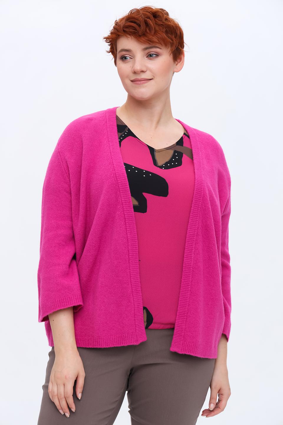 Кардиган Samoon фуксия с 3/4 рукавом