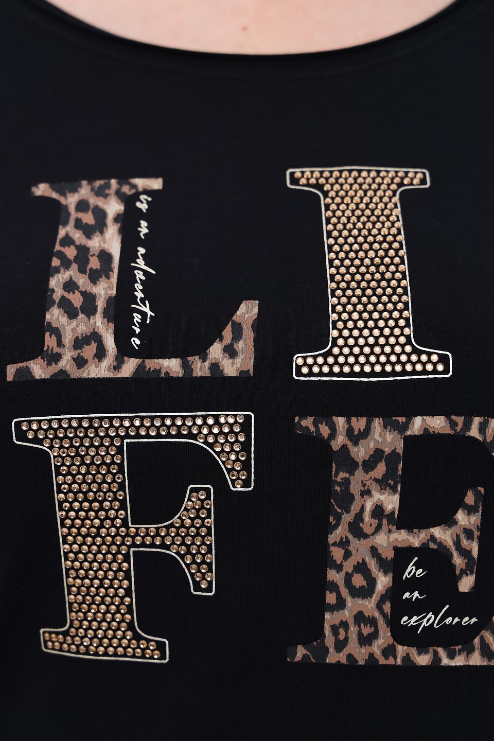 Лонгслив Samoon с принтом LIFE чёрный