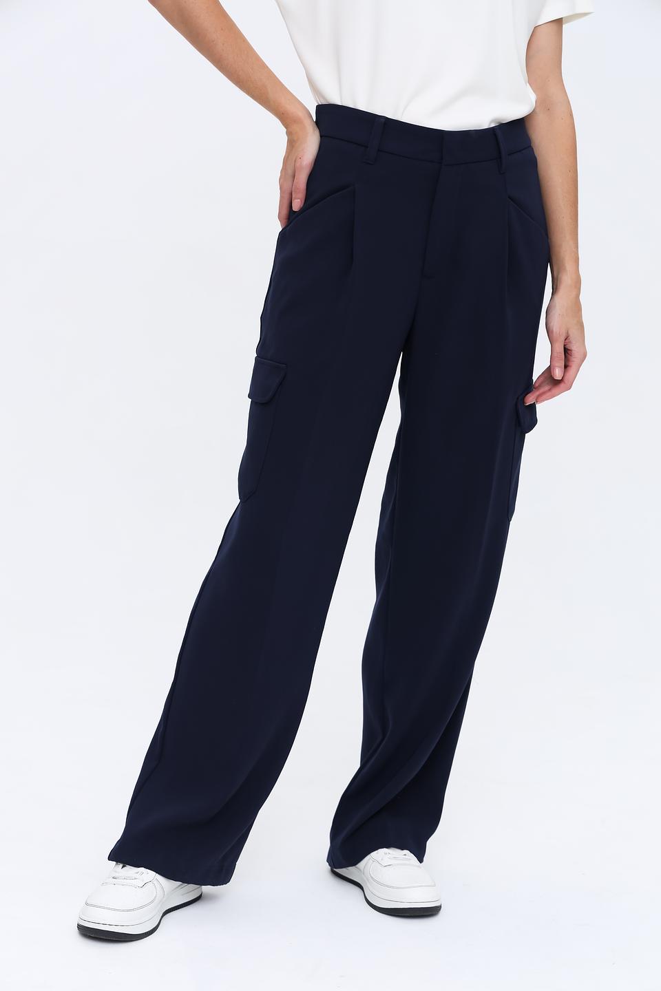 Брюки клёш Oui тёмно-синие