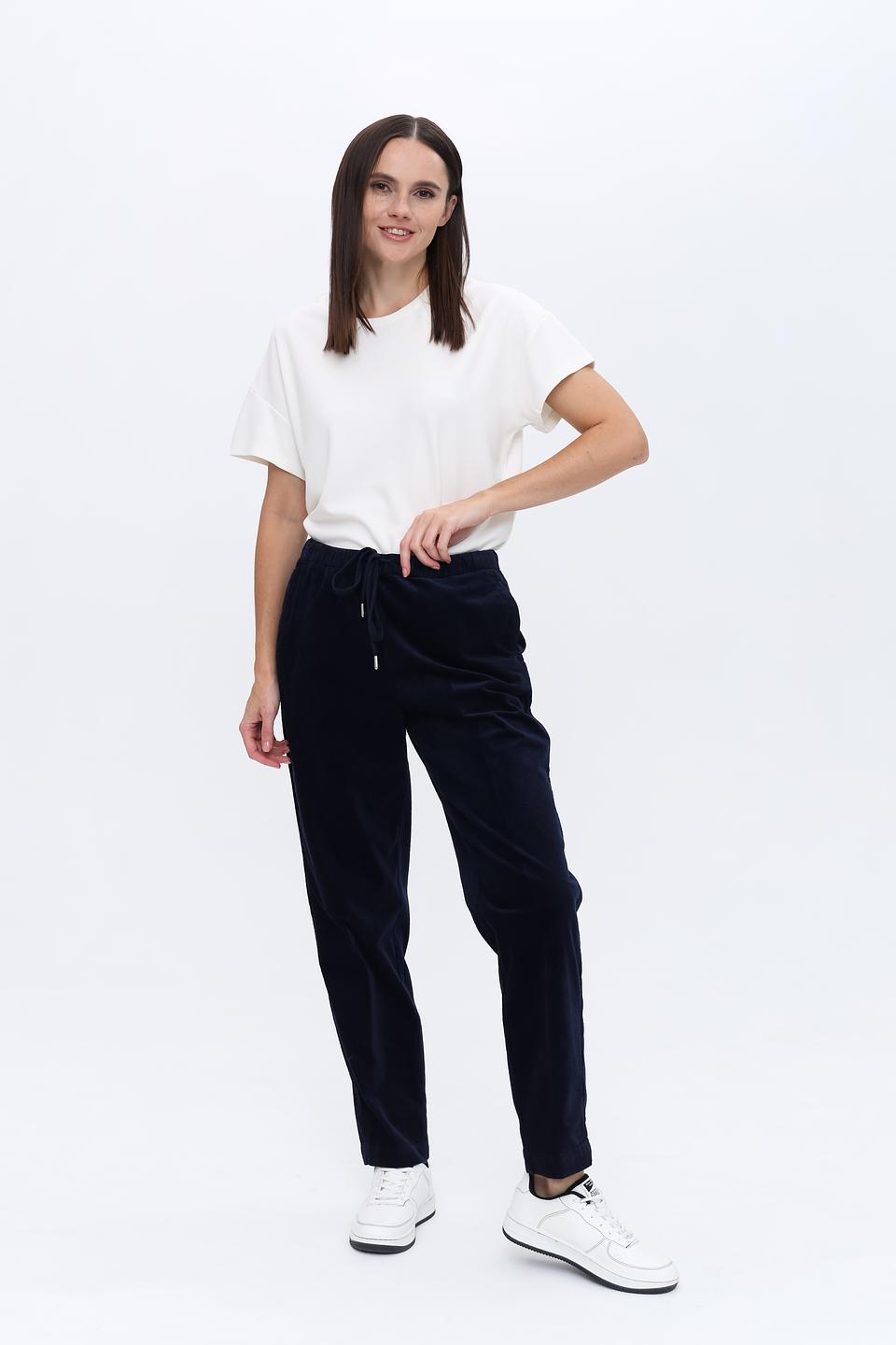 Брюки вельветовые Oui тёмно-синие