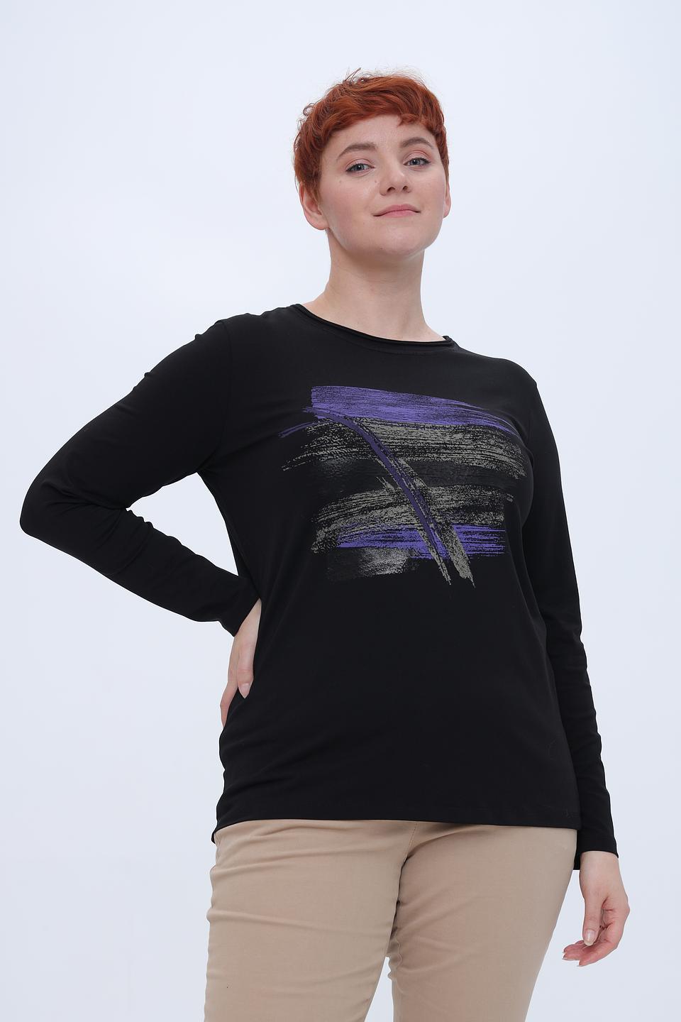 Лонгслив Bianca с принтом чёрный