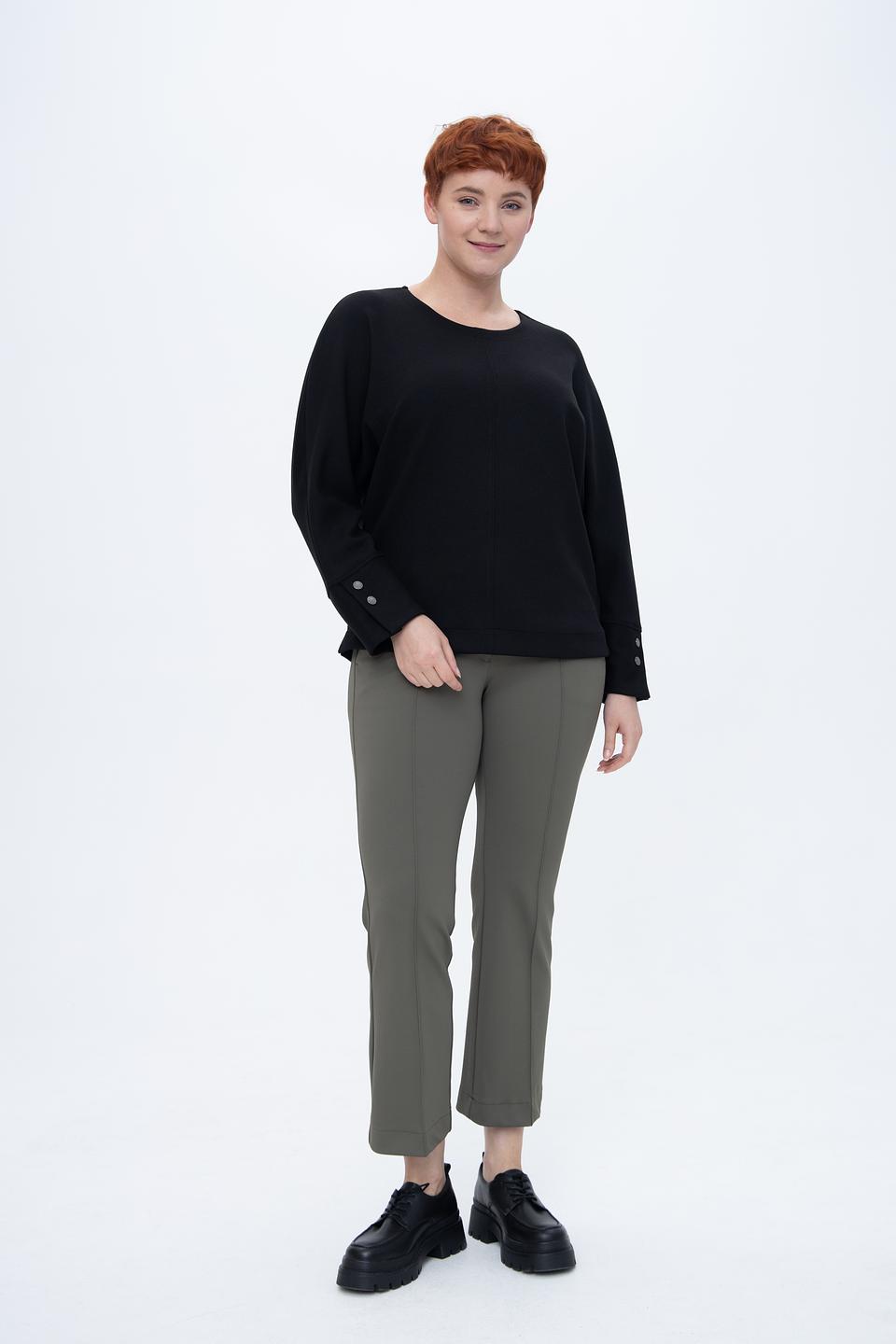 Пуловер Bianca чёрный с манжетами